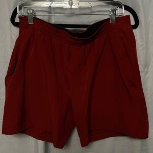 lululemon athletica Men’s Deep Red Athletic Shorts with Elastic Waist